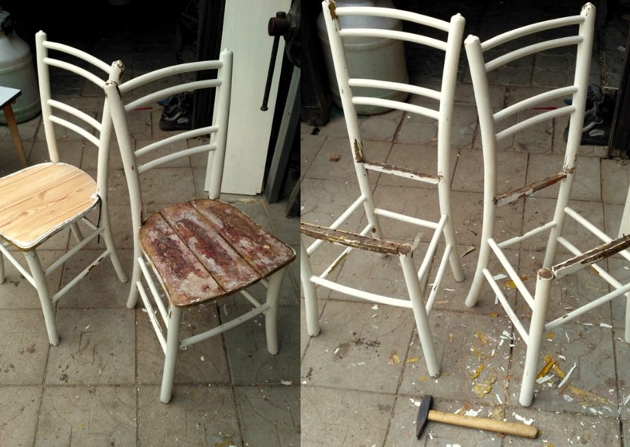 Vyrobte si lavičku ze starých židlí | by BLOG | Medium