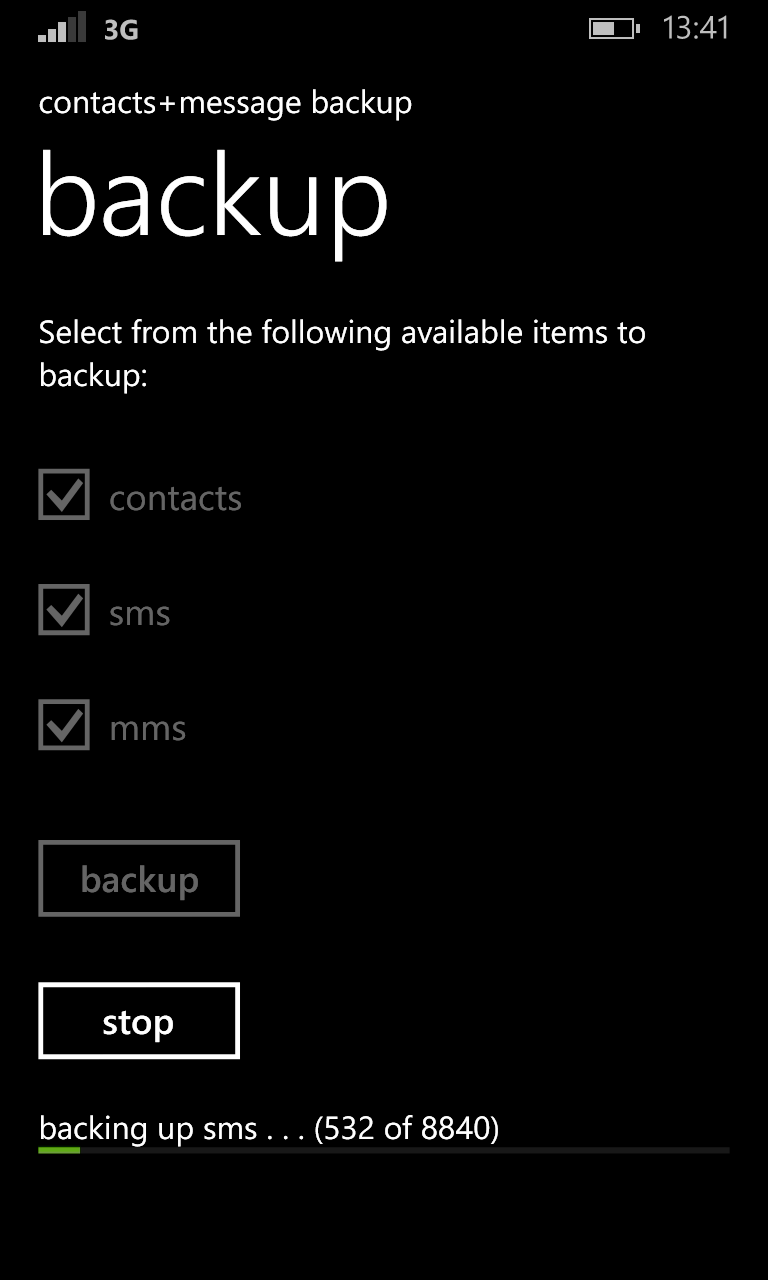 SMS-Backup unter Windows Phone