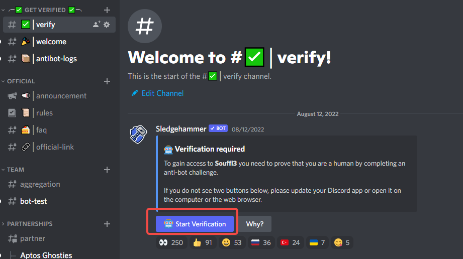 Join our Discord channel, verify your role and generate invite links