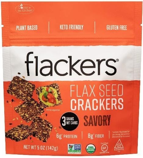 best keto diet snacks Flax seed crackers that come in a bunch of flavors with 3g of net carbs