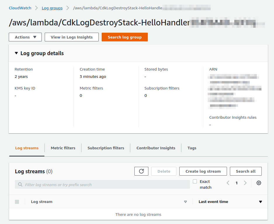Delete Log Group of Lambda Function When You Destroy CDK (CDK2.37) by