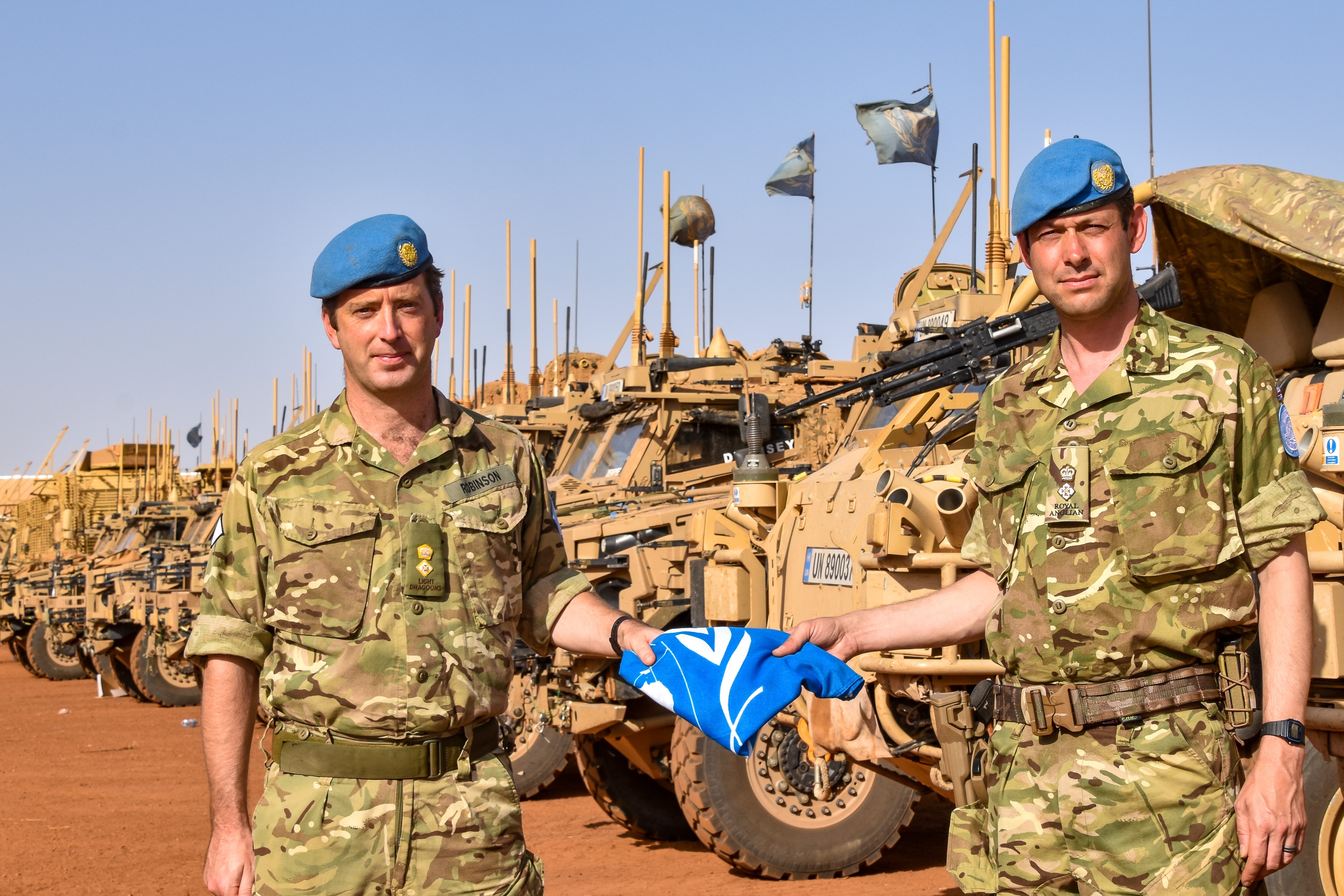 The official handover of Op NEWCOMBE LRRG(M) between the Light Dragoons and the Royal Anglian Regiment.