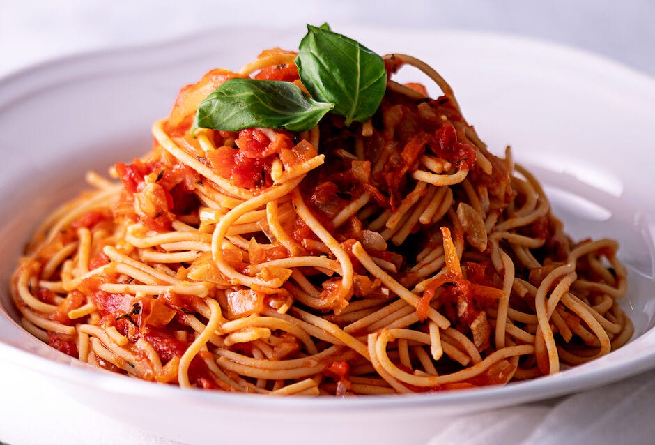 Spaghetti with Marinara Sauce. Spaghetti with marinara sauce is a… by