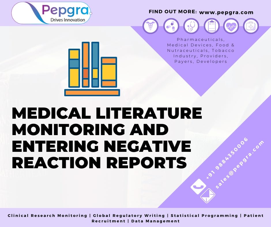 Medical Literature Monitoring and Entering Negative Reaction Reports