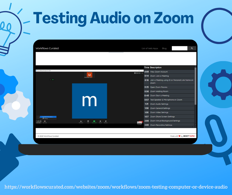Workflows Curated Testing Audio on Zoom Workflows Curated Medium