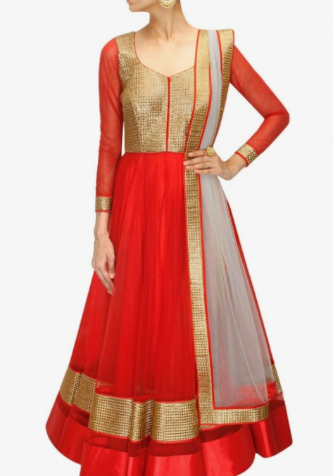 red golden frock