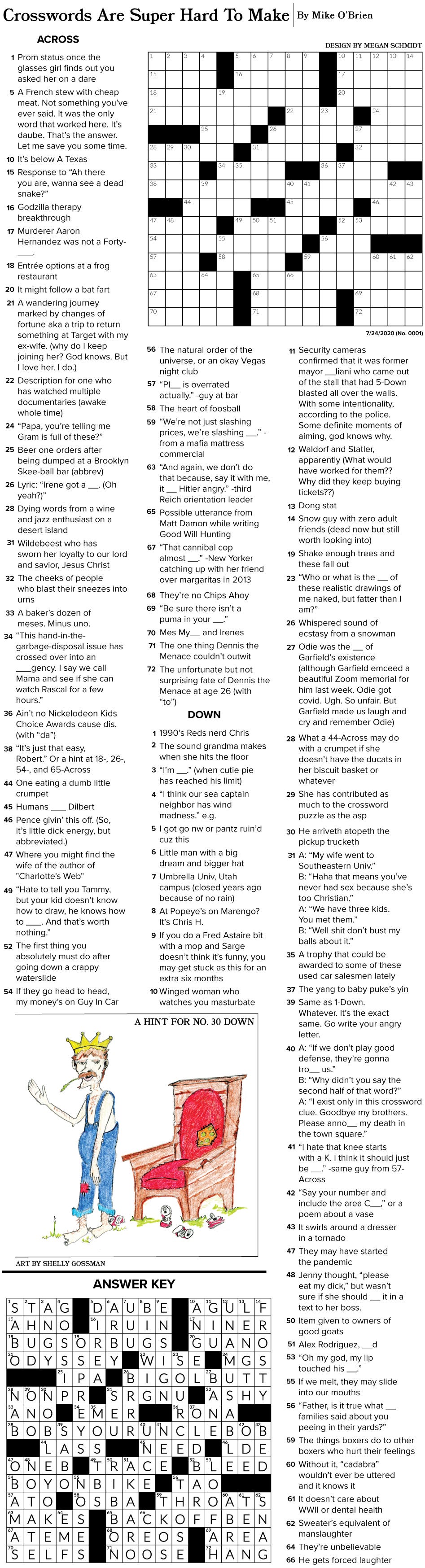 Crosswords Are Super Hard To Make by Mike O'Brien Slackjaw Aug