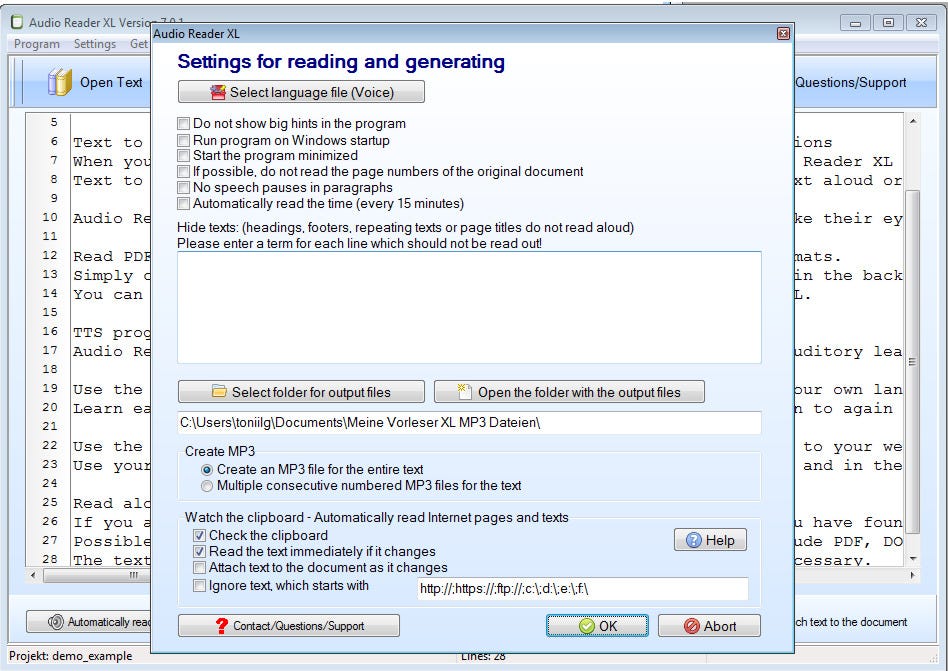 TTS Program for clever people. Constructive tips to