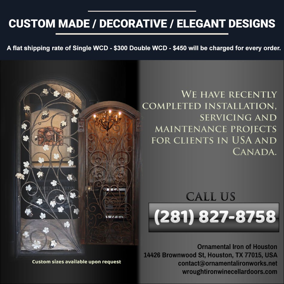 Wine Cellar Single Doors Houston Texas Wroughtiron Door Medium