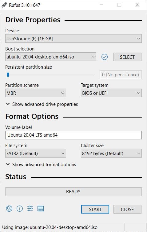 rufus create bootable usb persistence