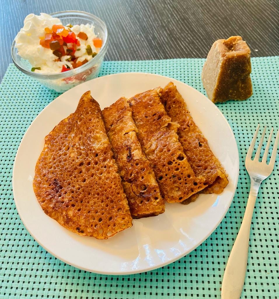 Sweet Chilla(Whole Wheat Pancakes)(No Eggs/No Sugar/No Soda) by