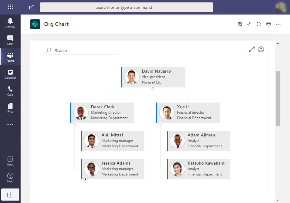 Microsoft 365 Organization Chart