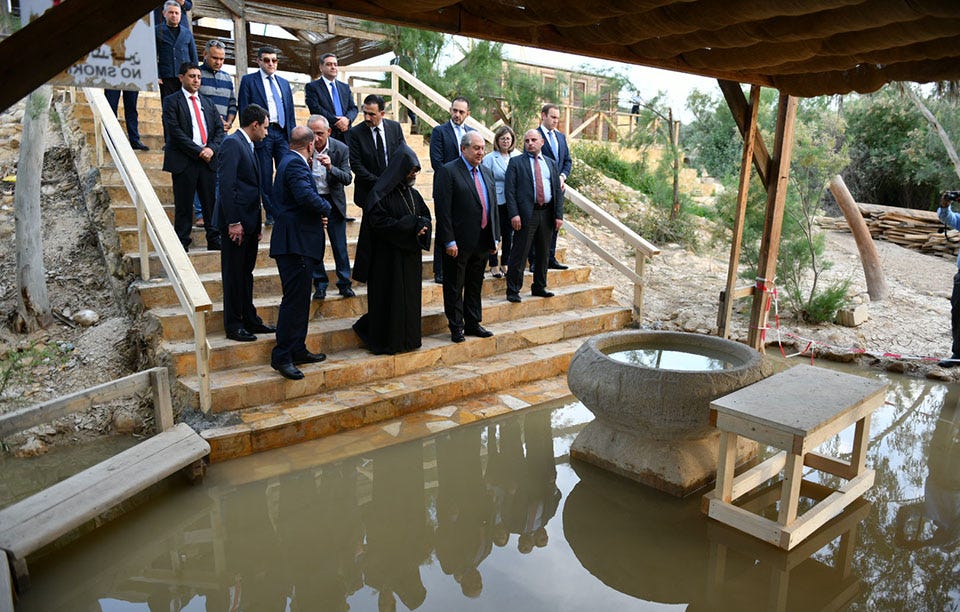 President Sarkissian Visits Jordan River Bank Where Jesus Christ Was  Baptized | by MassisPost | Armenian News | Medium