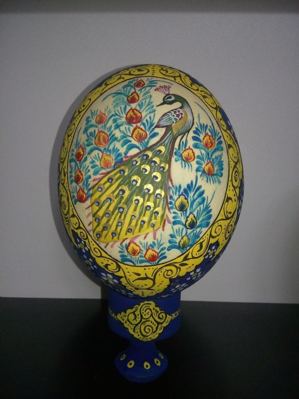 Painted Ostrich Egg Shell Natural Handmades Medium