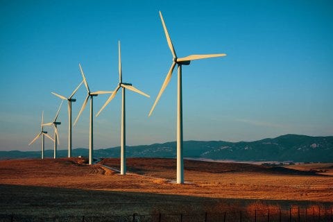 The wind farm “Los Granujales” in the South of Spain (Vejer de la Frontera, Cádiz). Replacing fossil fuels with renewable energy sources like wind is one of the measures needed to slow down climate change.