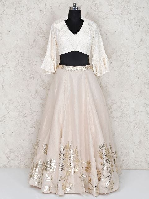 white party wear lehenga