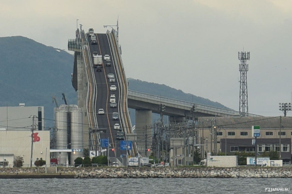 Eshima Ohashi Bridge A.K.A. The Rollercoaster Bridge | by JAPANKURU | Medium