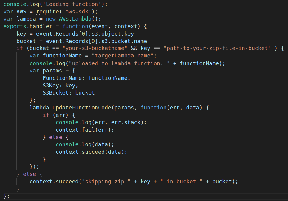 How to auto-update AWS Lambda function on a code commit, achieving CI ...