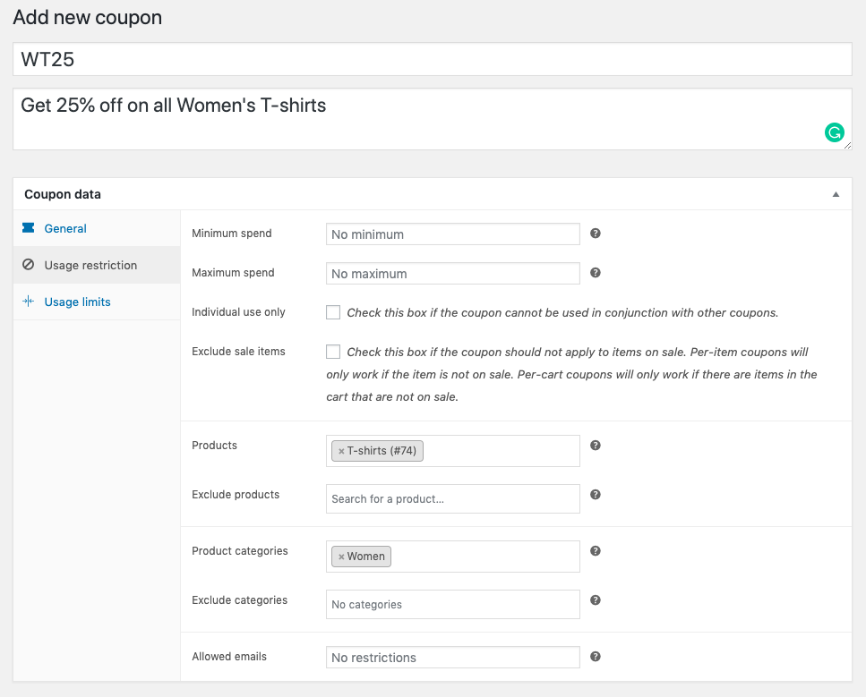 Add usage restriction for wt25 coupon