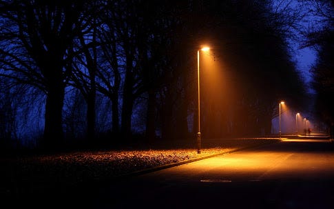 lamp post in the dark