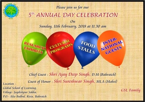 Global School Of Learning S Annual Day Celebration February 2018