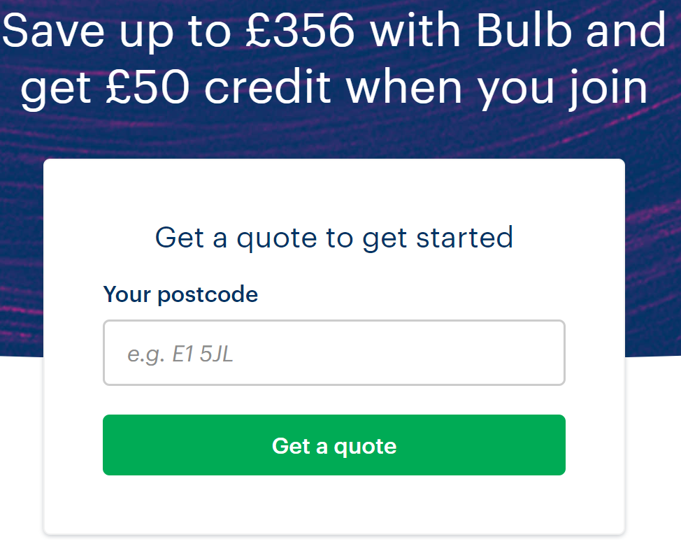 Switch energy supplier to save, plus £50 credit [Bulb] by Trouble and