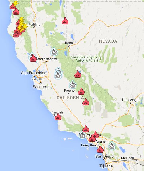 California Is On Fire This Map Shows Where By Mother Jones Medium