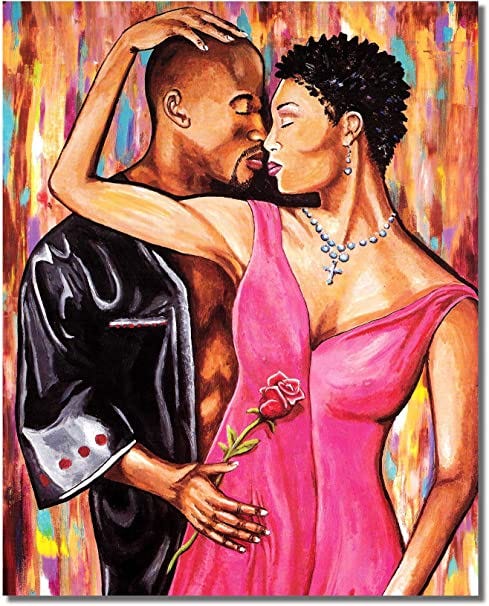 Two lovers and red rose flower.