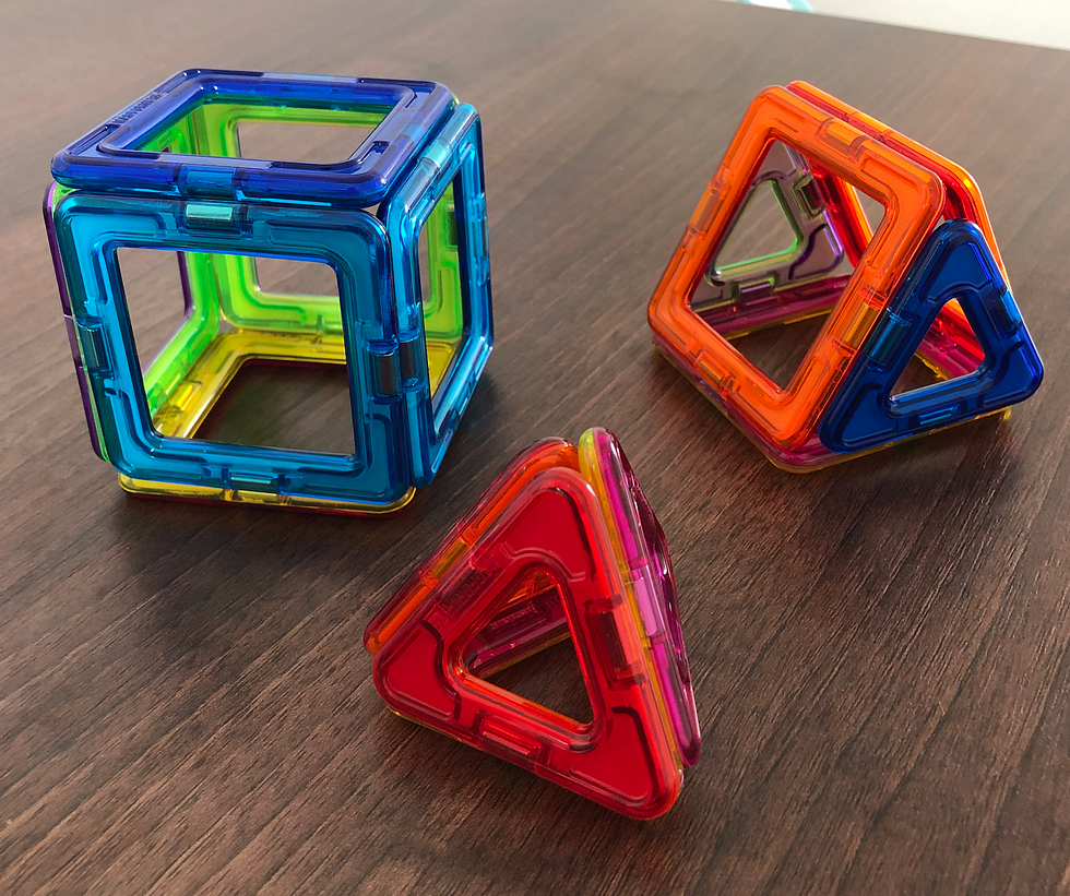 Cube, Tetrahedron and another polyhedron comprised of 3 squares and 2 triangle faces