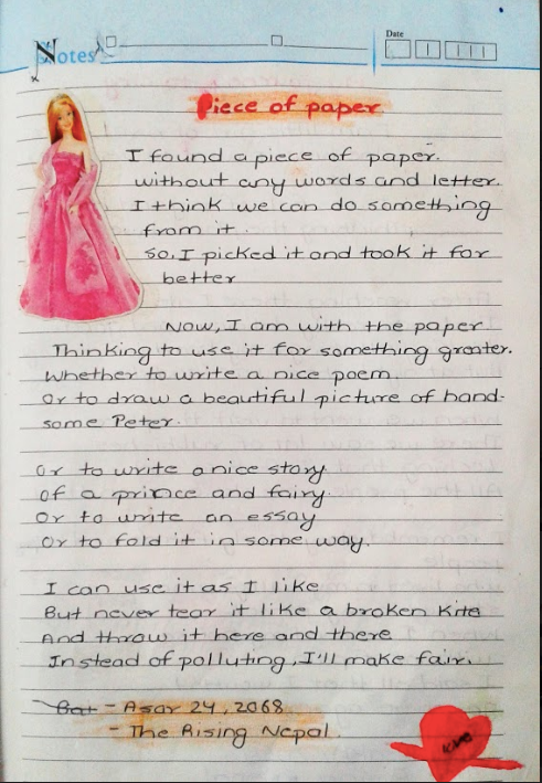 Piece Of Paper This Is The Poem I Had Written When I By Sarita Khanal Medium