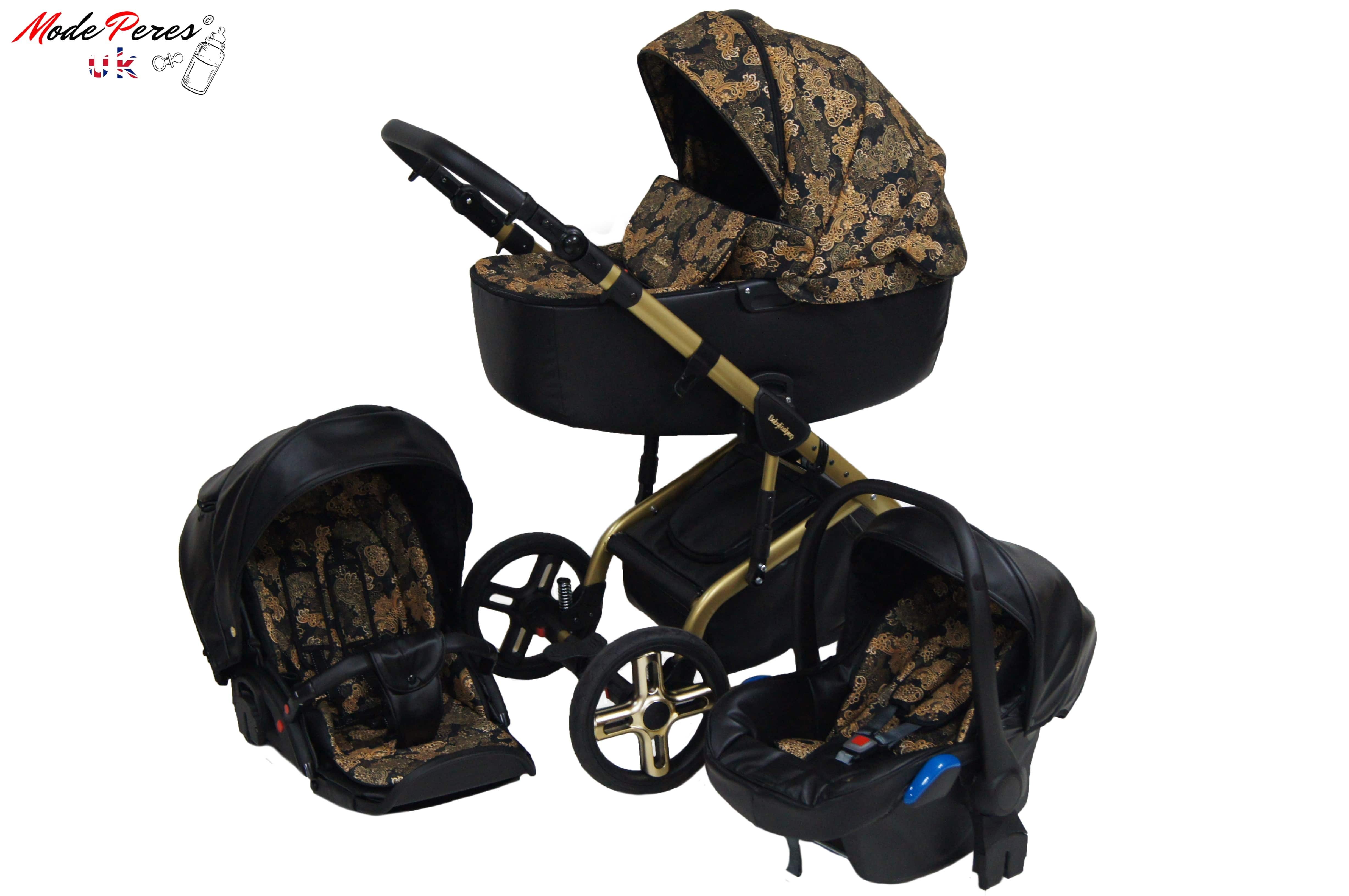 gold baby pram