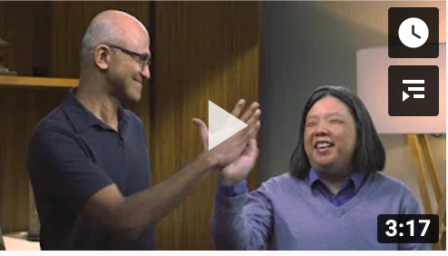 Anne Taylor from the Microsoft accessibility team shares Seeing AI app demo with CEO Satya Nadella