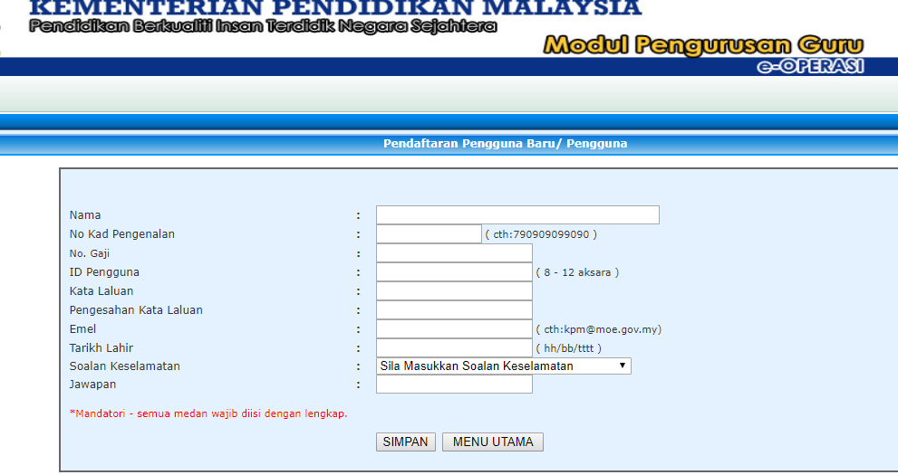 Eoperasi.moe.gov login