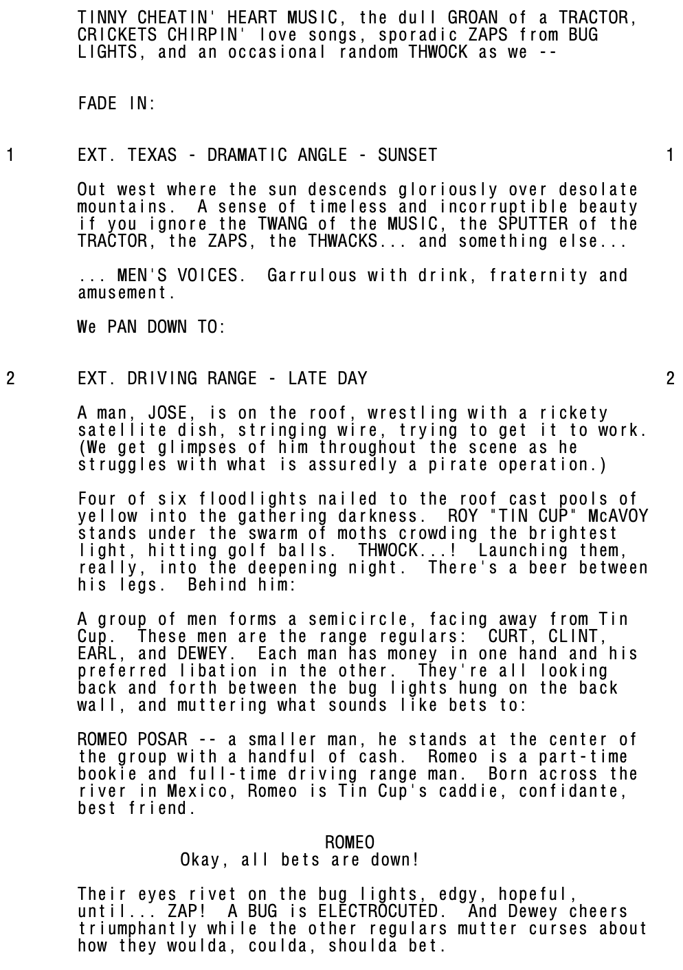 Page One “Tin Cup” (1996) Go Into The Story