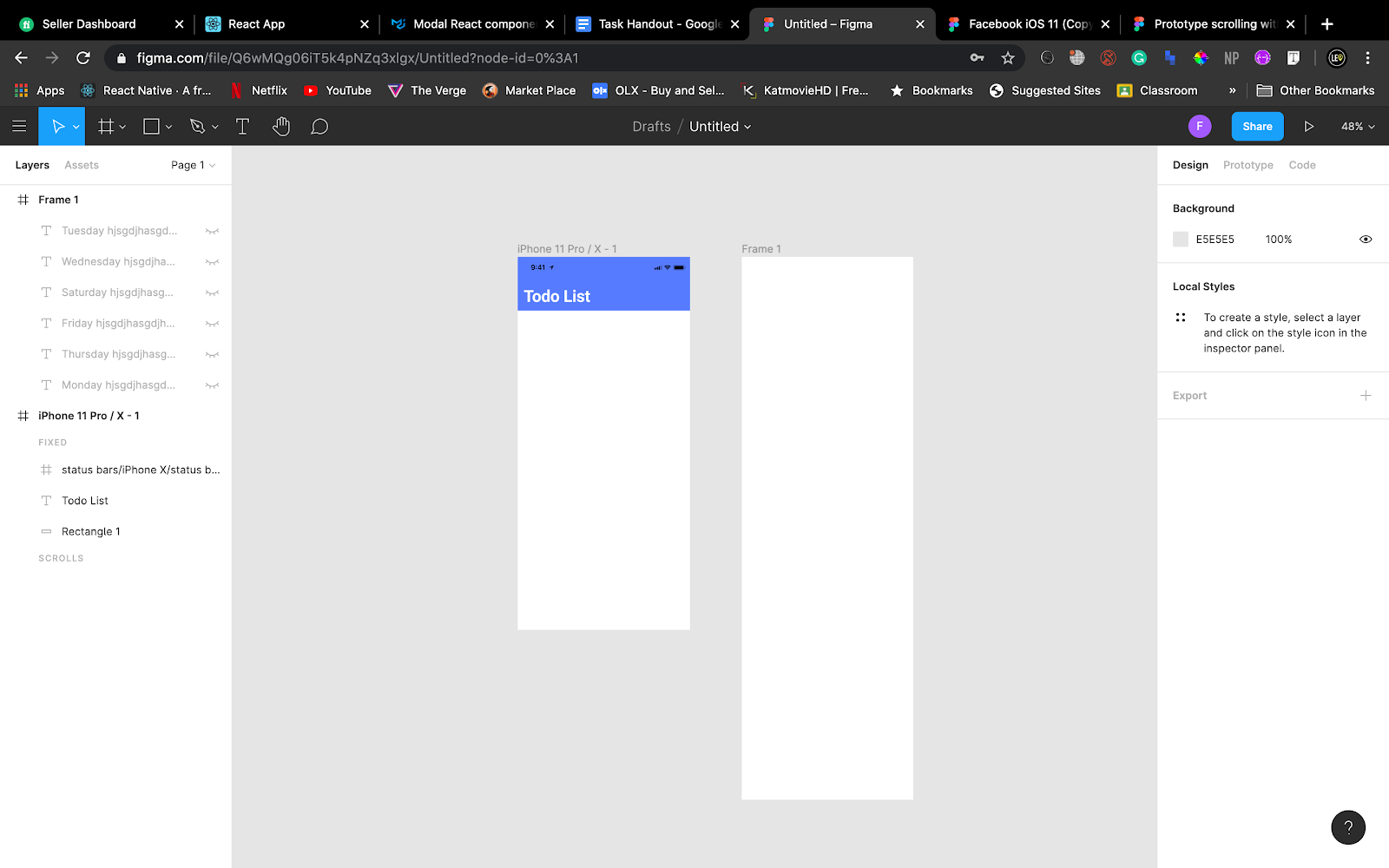 TO DO app in Figma iPhone 11 pro screen