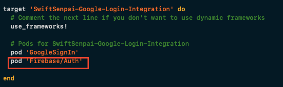 Add Firebase Authentication SDK to Podfile