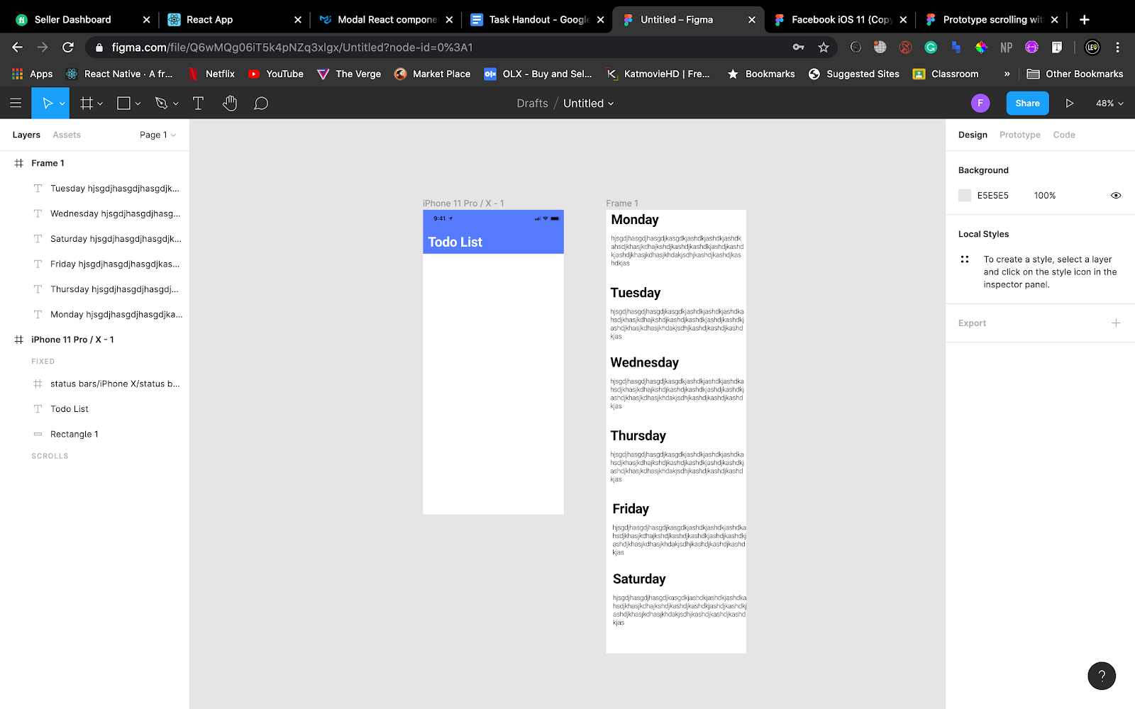 TO DO app in Figma iPhone 11 pro screen