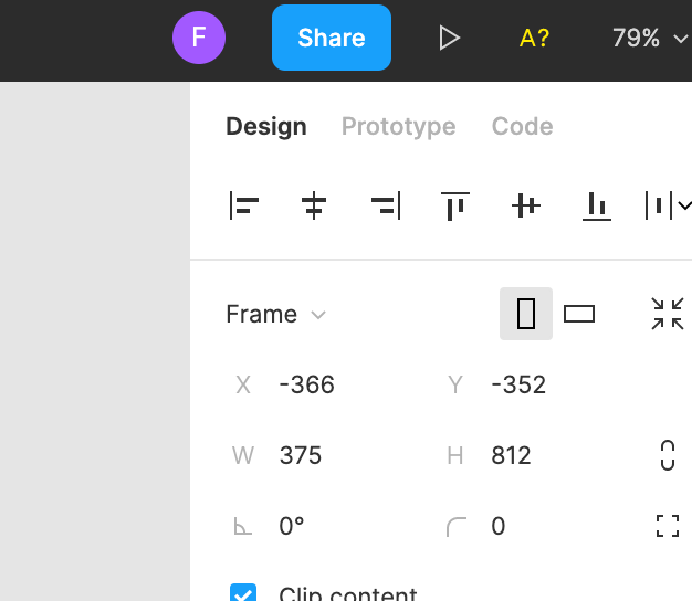 Figma Right Hand Panel: Design- Prototype- Code  Tabs