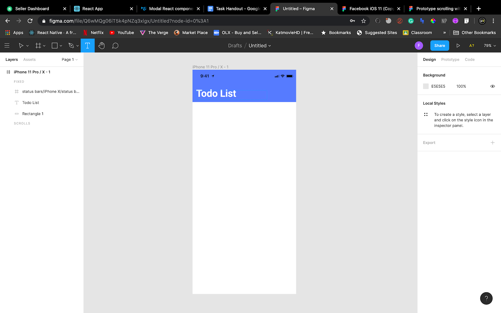 iphone 11 pro screen figma ToDo app