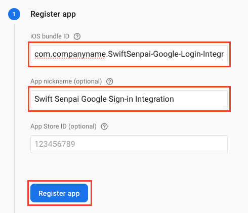 Register iOS app for Firebase project