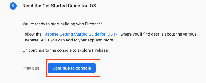 Finishing up the add app to Firebase process