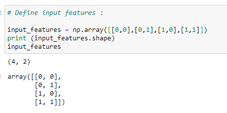 Figure 62: Defining our input features.