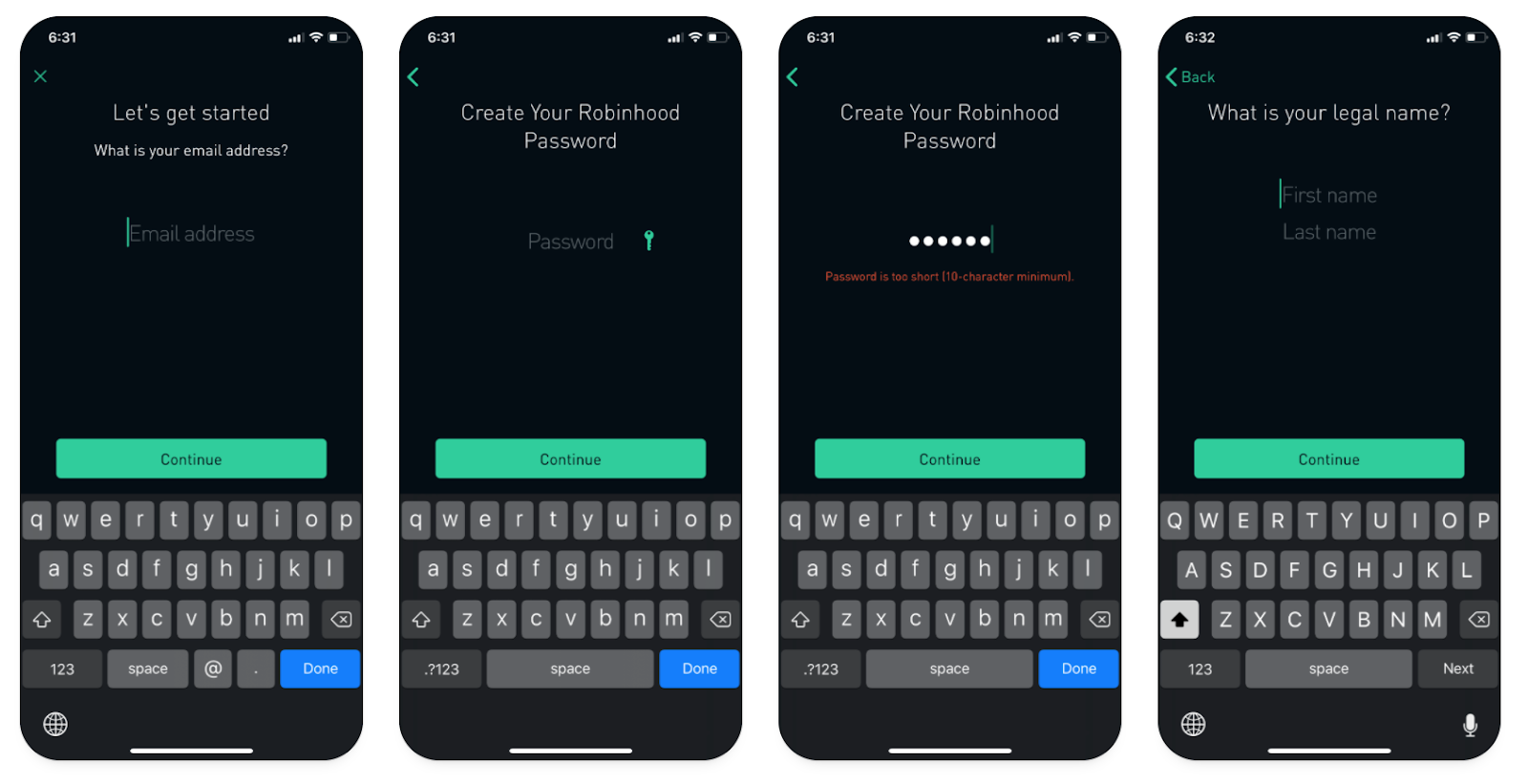 Robinhood’s signup flow