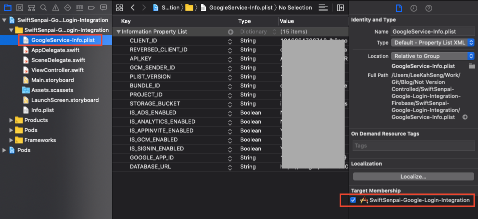 Ensure GoogleService-Info.plist added to the app target
