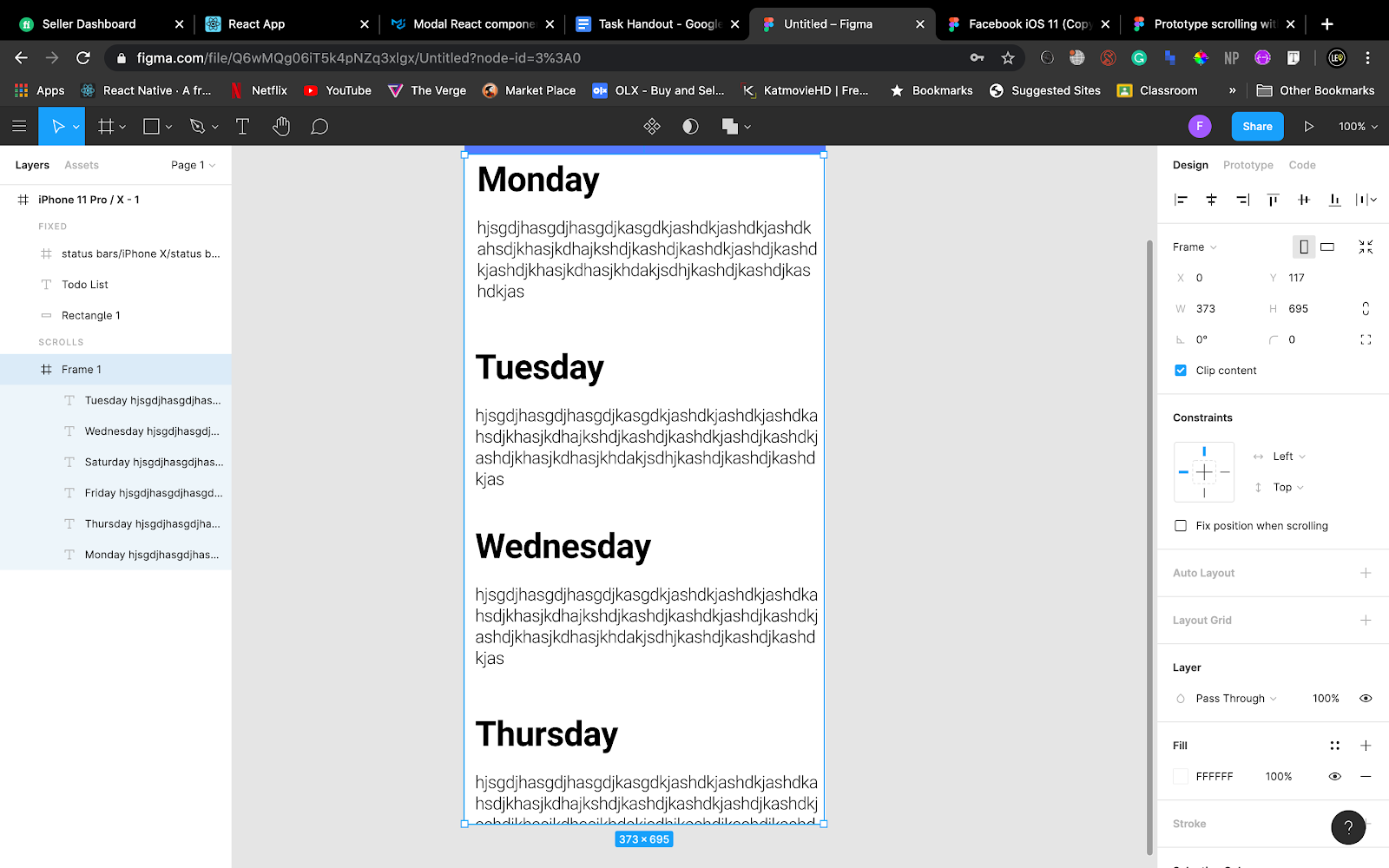 TO DO app in Figma iPhone 11 pro screen