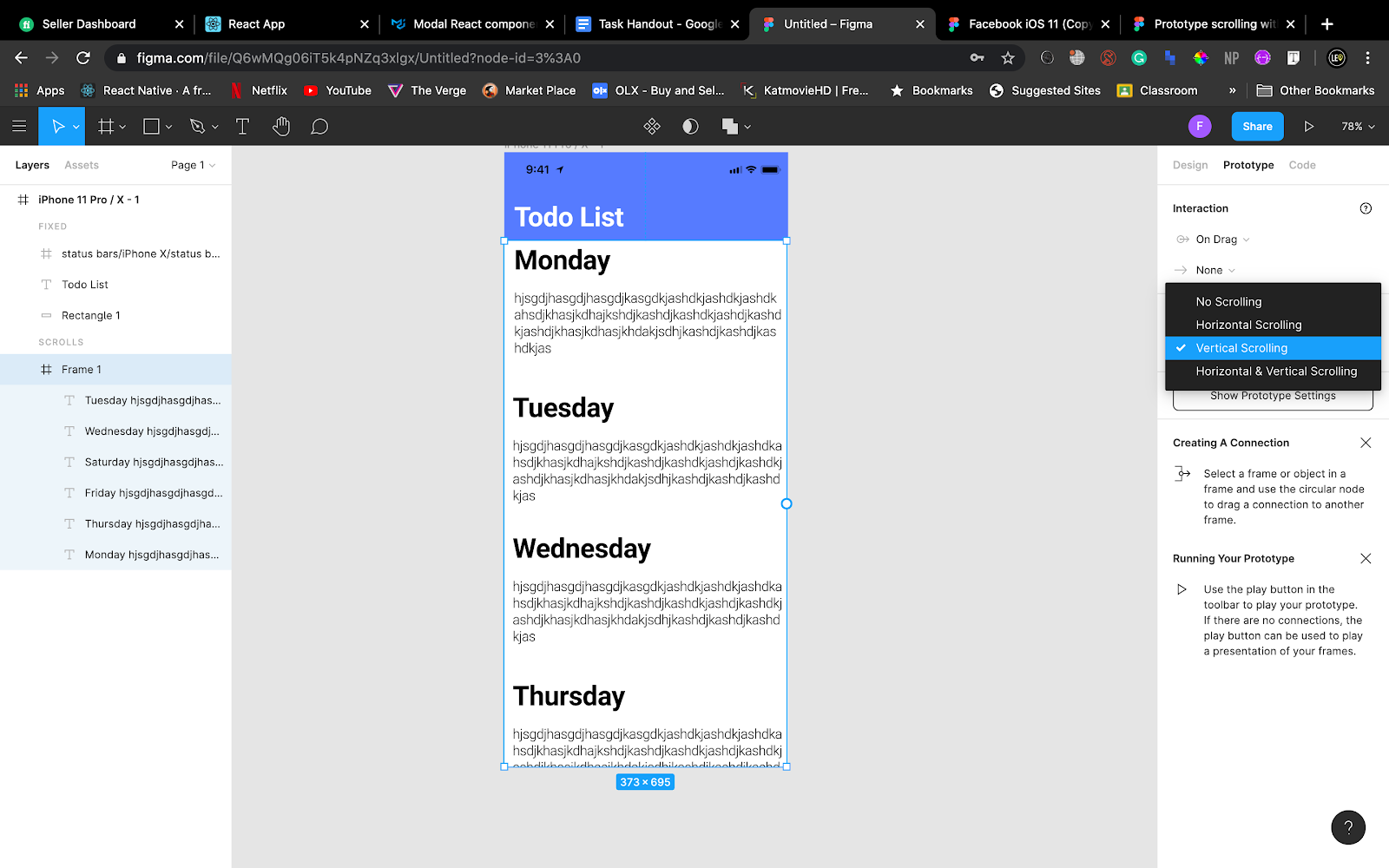 TO DO app in Figma iPhone 11 pro screen
