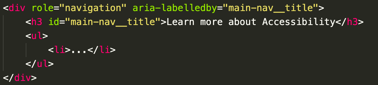 A code snippet where using aria-labelledby is a better option than aria-label