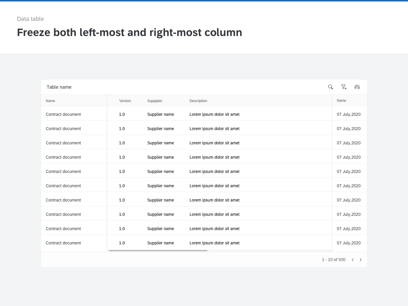 Freeze both left-most and right-most column