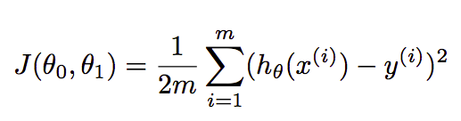 cost function for lienar regression