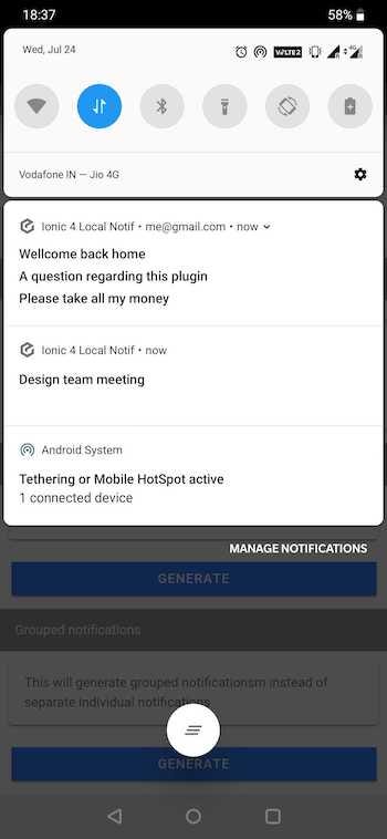 Local notification with grouped notifications — Ionic 5 Capacitor Android app